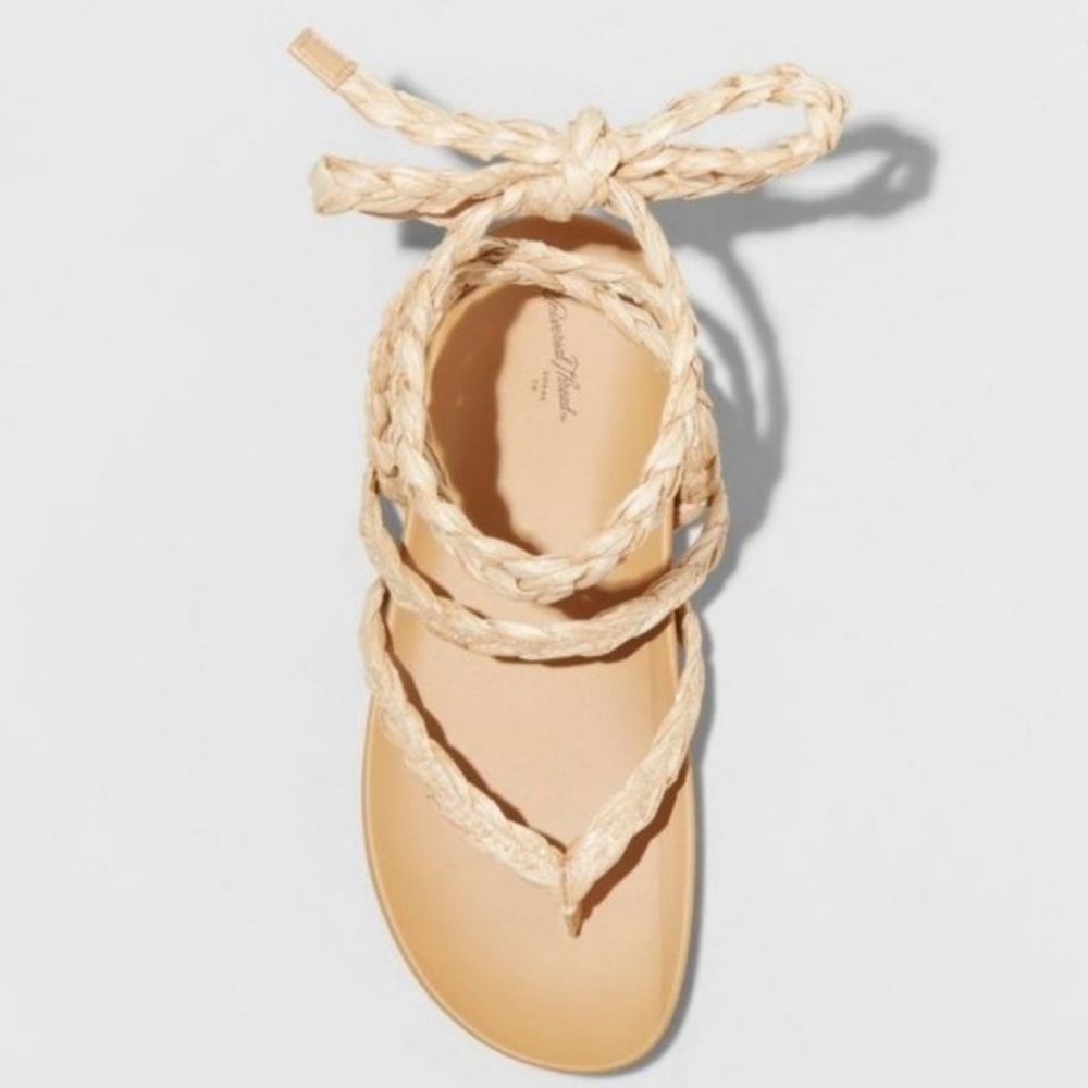 Universal Thread- Ria Raffia Lace up wrap around sandals - Picture 2 of 8